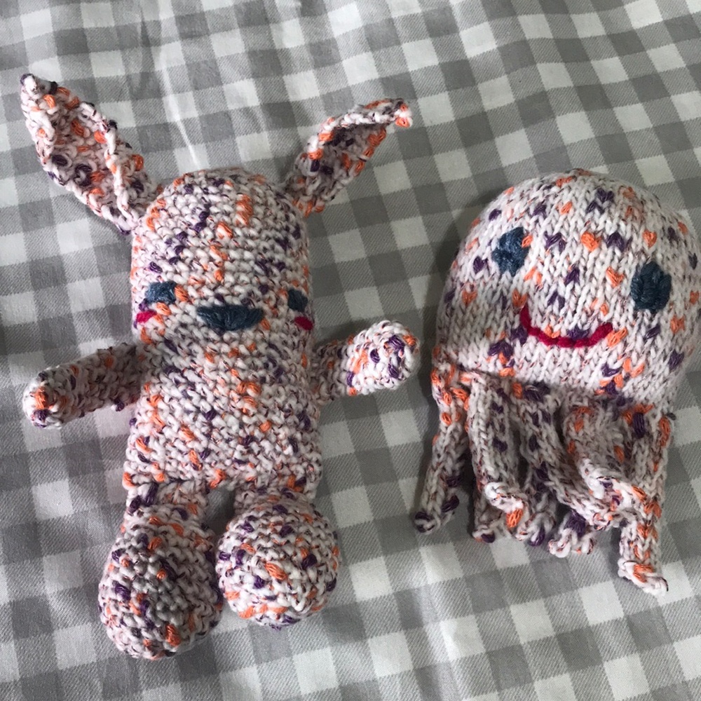 Handmade bunny and octopus